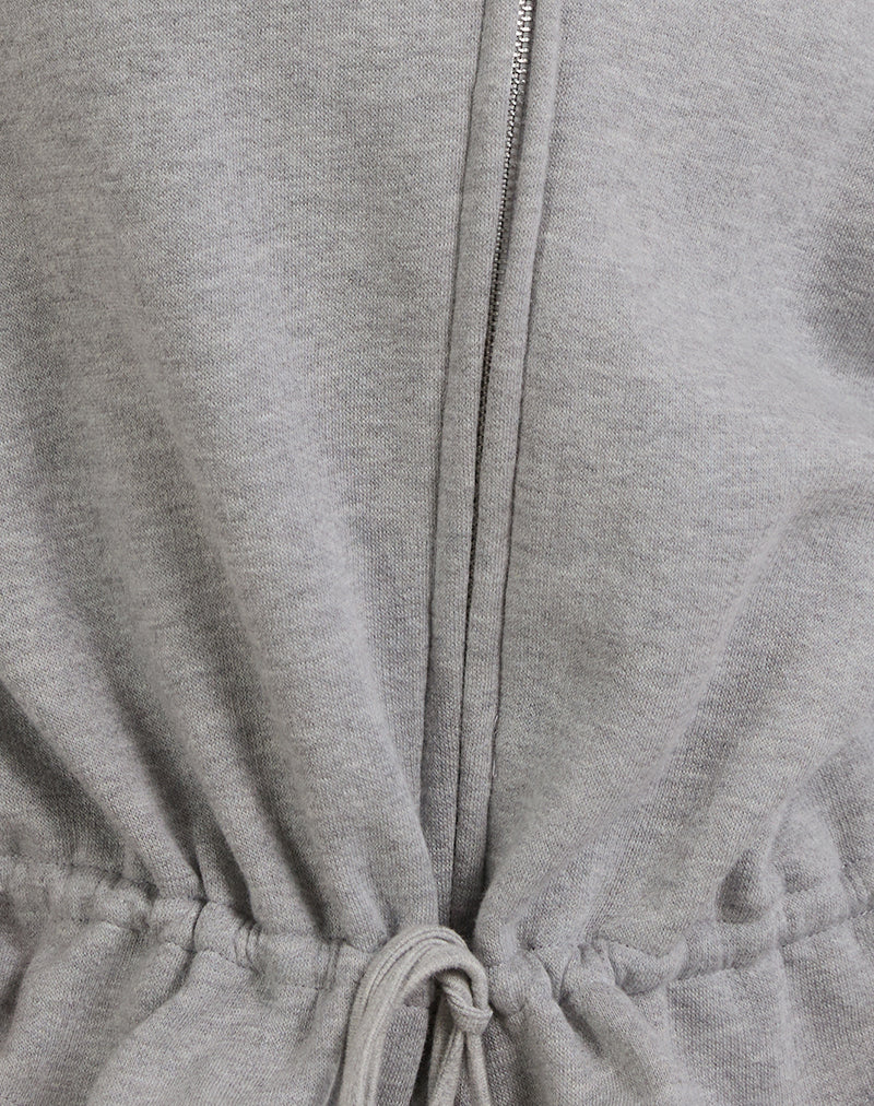 Kit Cinched Waist Hoodie in Grey Marl