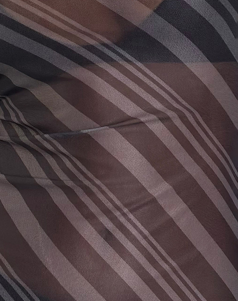 Lucerne Top In Irregular Stripe Grey And Black