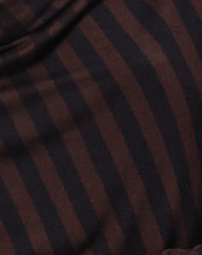 Nirmala Top in Diagonal and Mini Stripe Maroon