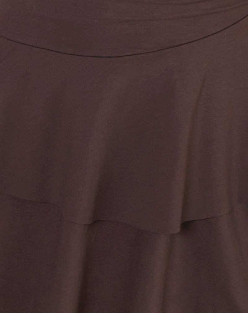 Semary Halterneck Wrap Mini Dress in Bitter Chocolate