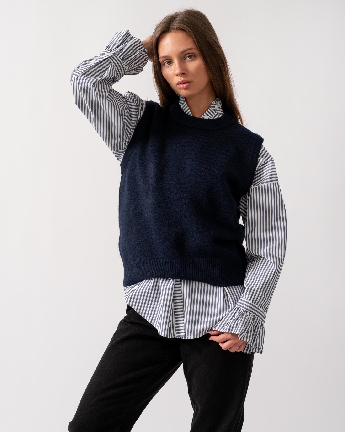 Joules Holly Womens Crew Neck Knit Tank Top - Navy