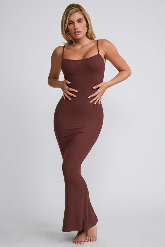 Modal Scoop-Neck Maxi Dress in Chocolate