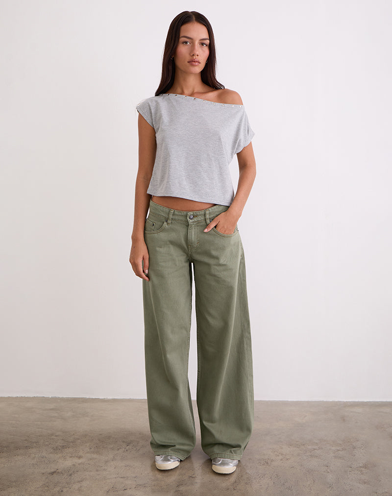 Low Rise Roomy Jeans in Fern Green