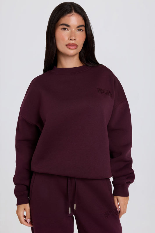 Oversized Crew-Neck Jumper in Burgundy