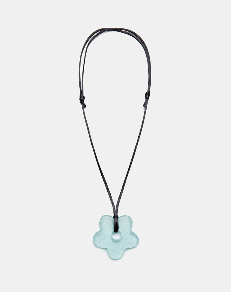 Flower Necklace in Resin Blue