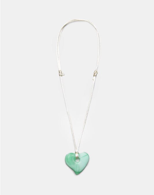 Heart Necklace in Resin Green