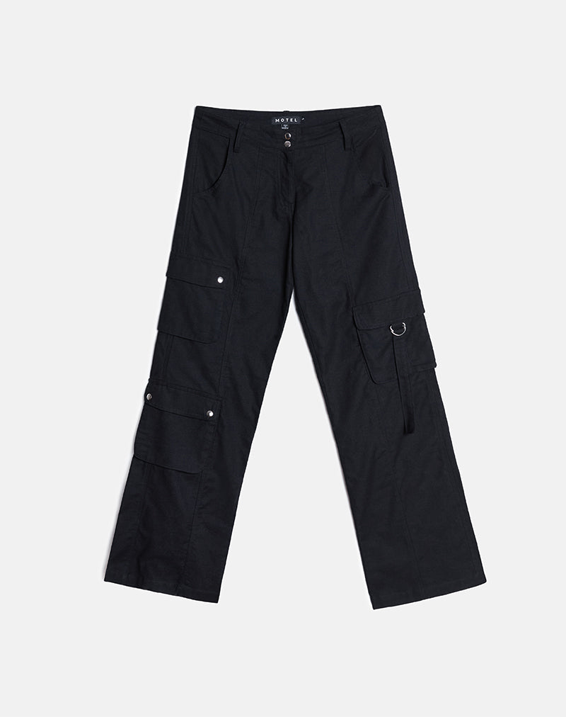 Hojo Linen Cargo Pants in Black