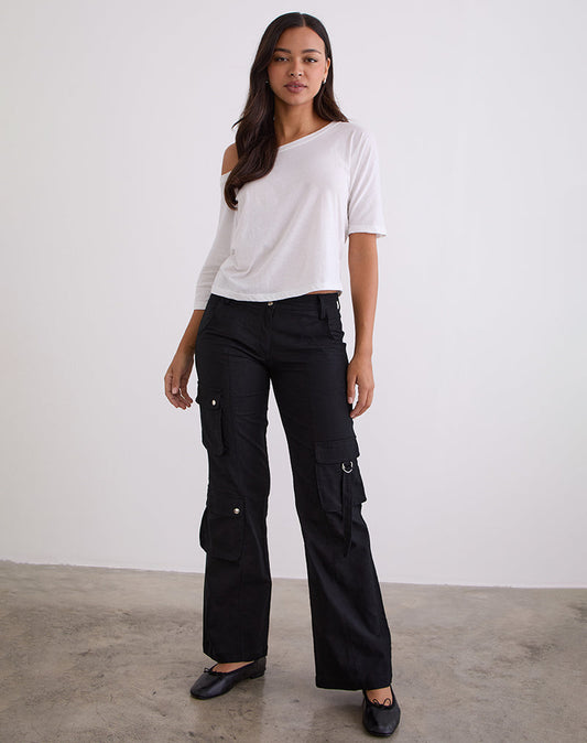 Hojo Linen Cargo Pants in Black
