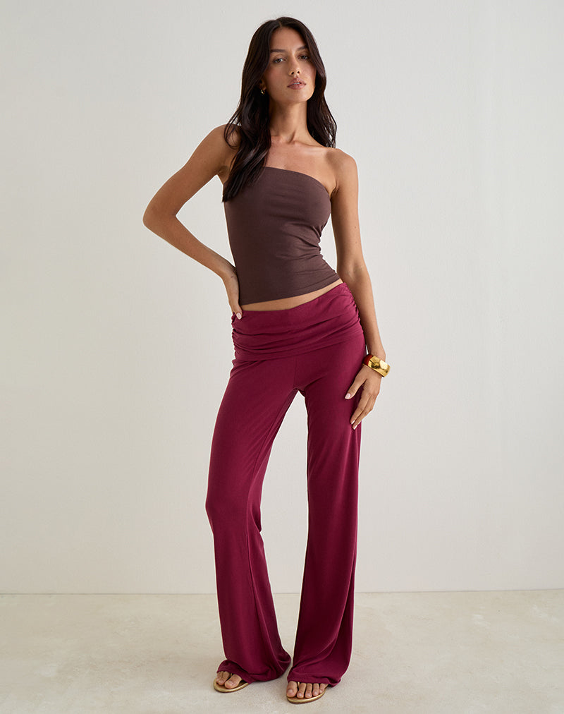 Jacita Low Rise Trousers in Cupro Burgundy