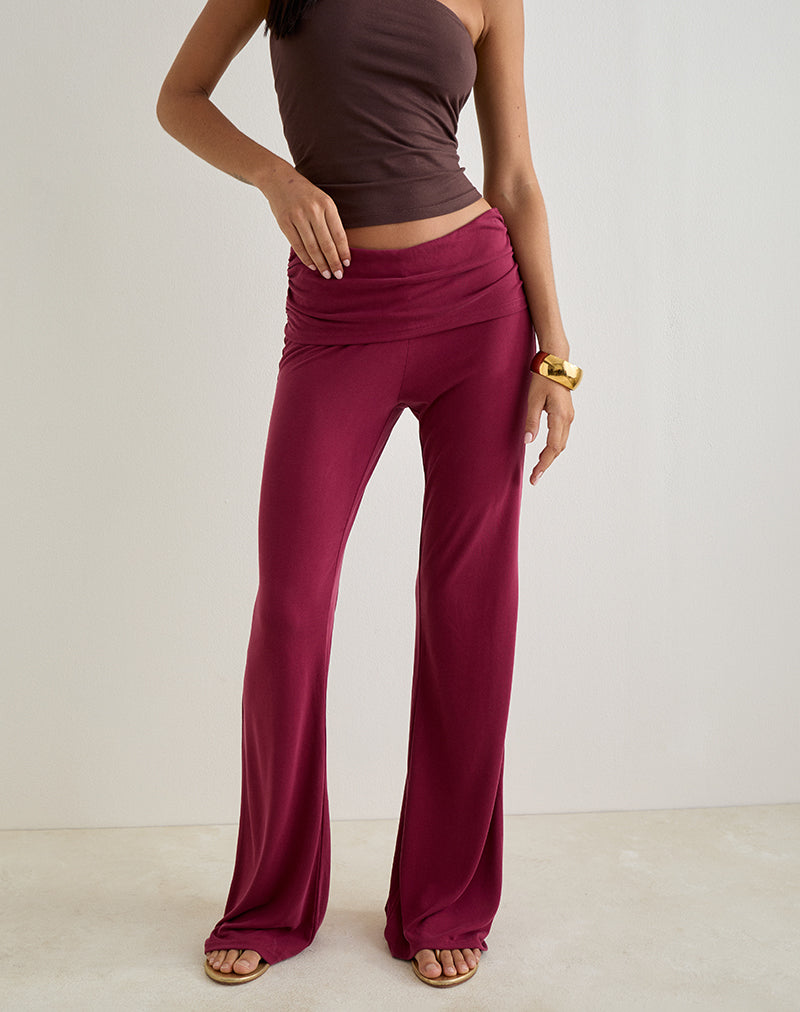 Jacita Low Rise Trousers in Cupro Burgundy