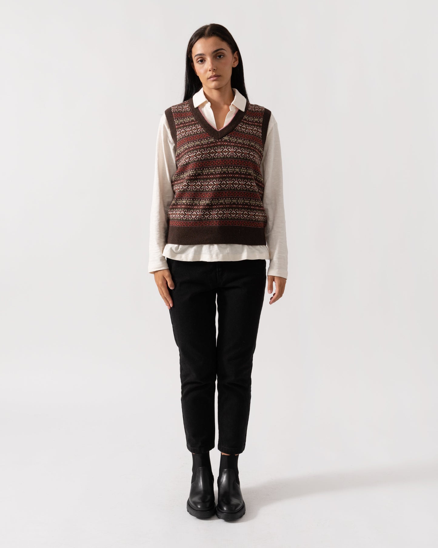 Joules Islay Womens V-Neck Knit Tank Top - Brown