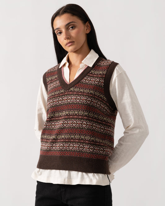 Joules Islay Womens V-Neck Knit Tank Top - Brown