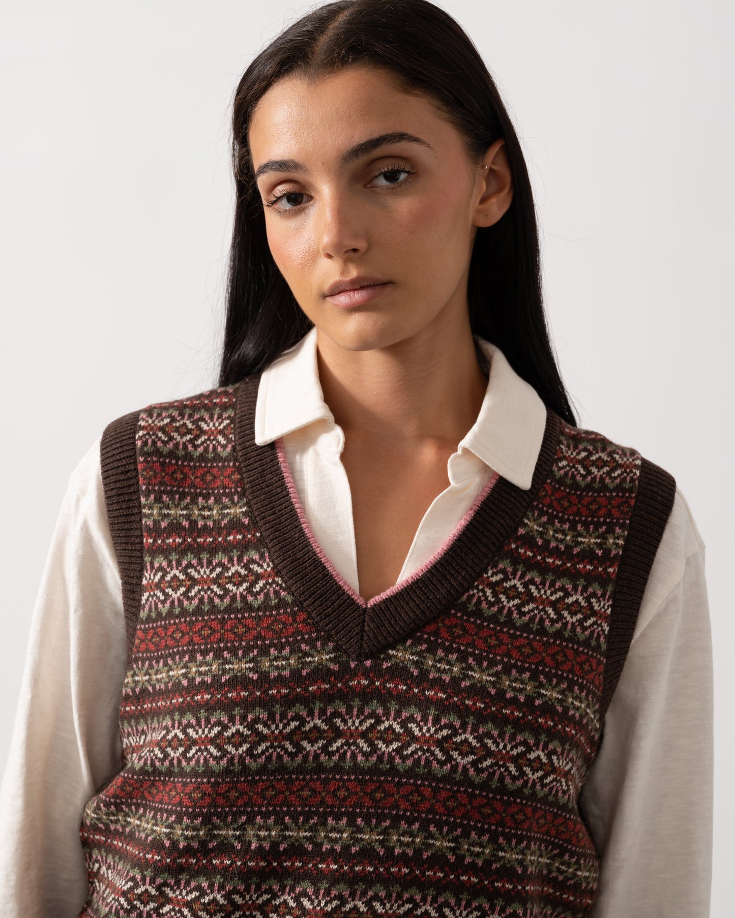 Joules Islay Womens V-Neck Knit Tank Top - Brown