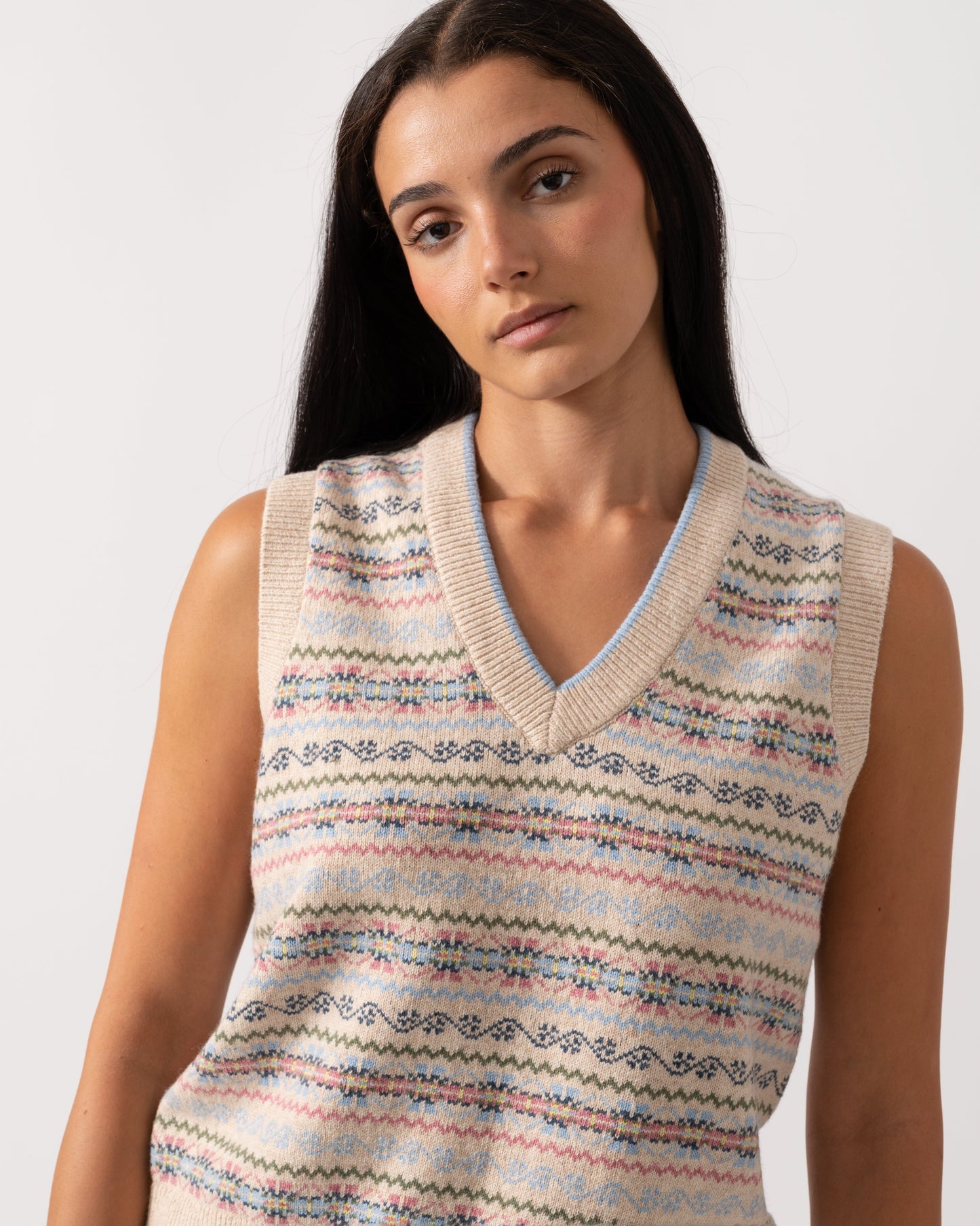 Joules Islay Womens V-Neck Knit Tank Top - Cream