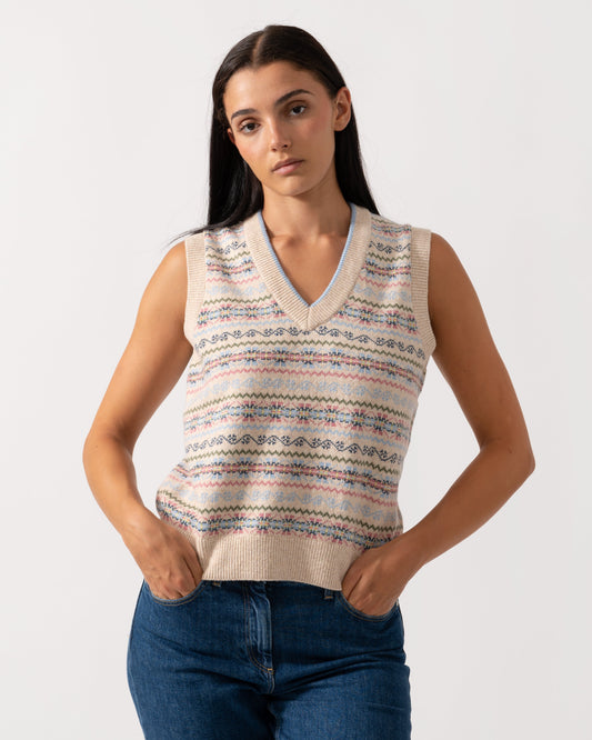 Joules Islay Womens V-Neck Knit Tank Top - Cream