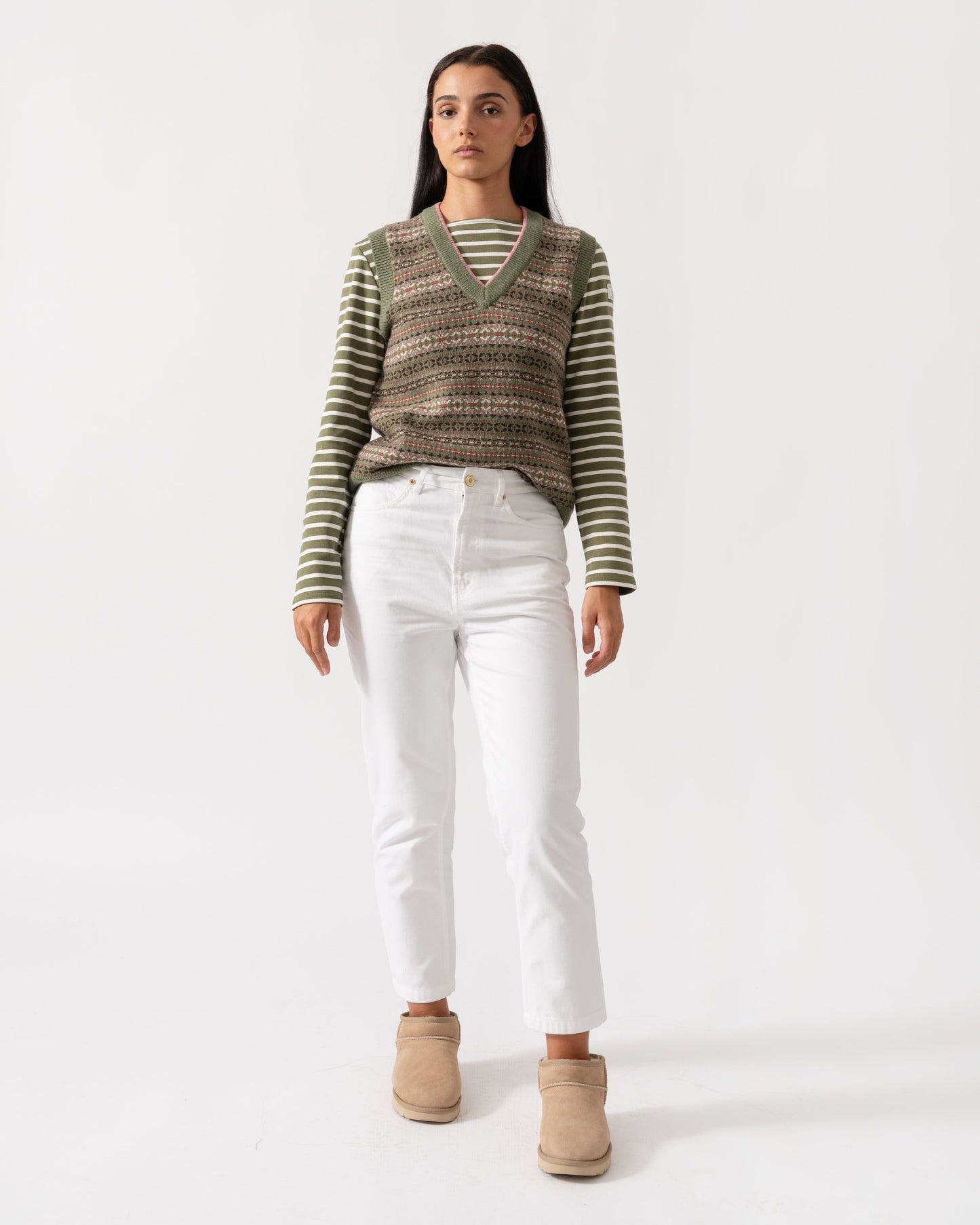 Joules Islay Womens V-Neck Knit Tank Top - Green