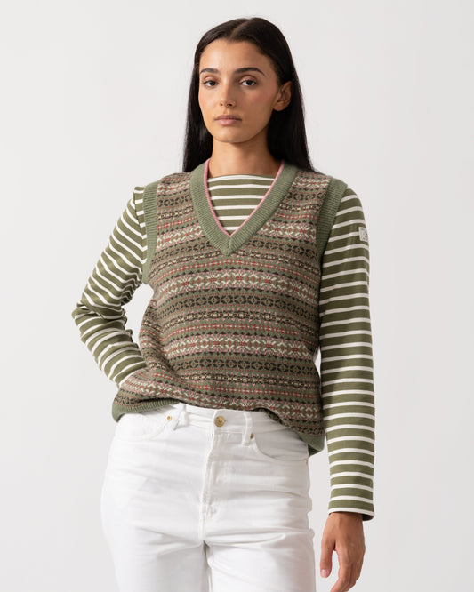 Joules Islay Womens V-Neck Knit Tank Top - Green