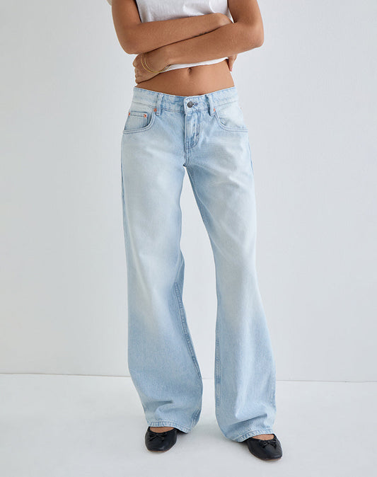 Low Rise Parallel Jeans in Icy Blue