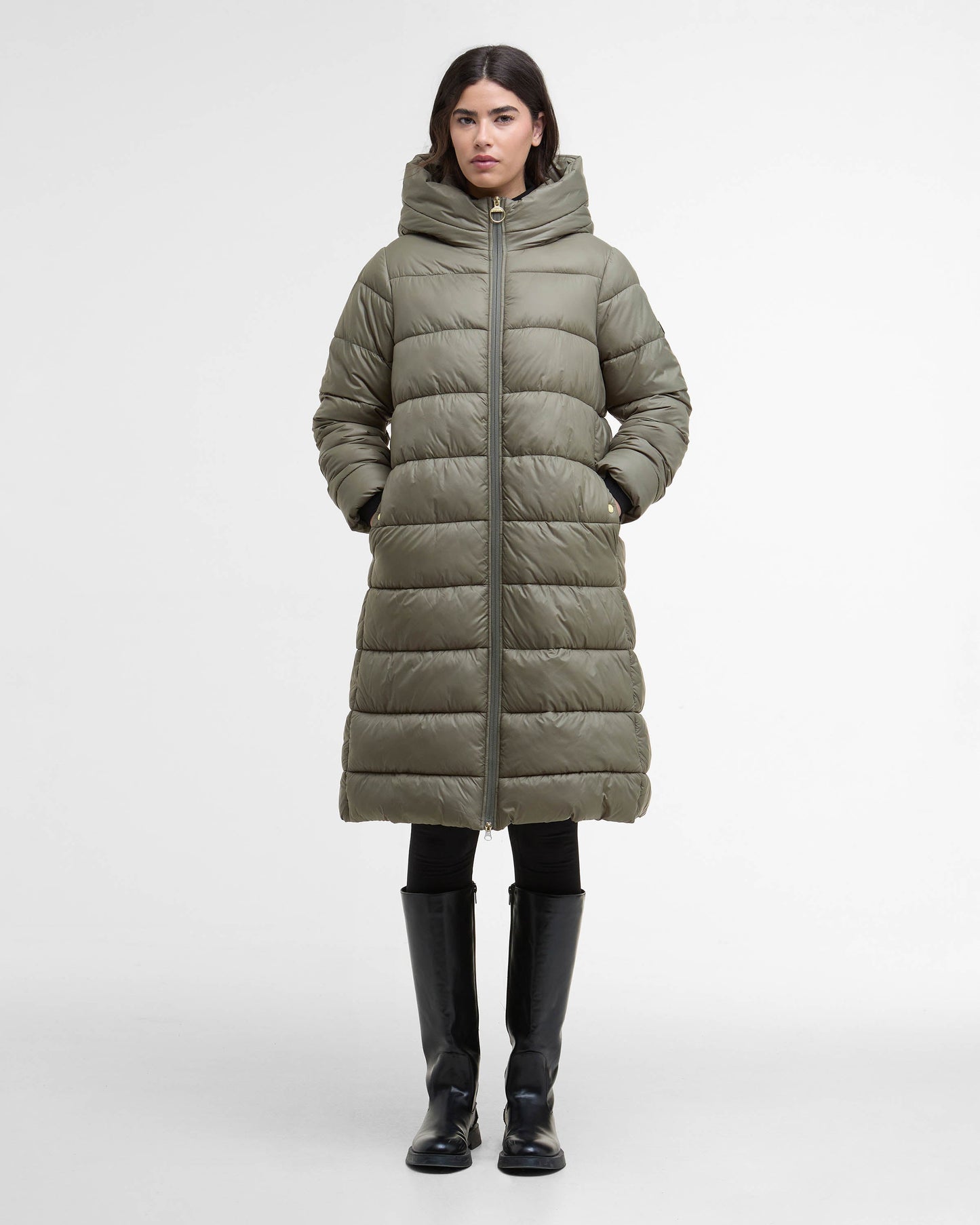 Barbour International Olivios Womens Longline Puffer Jacket - Dusky Khaki