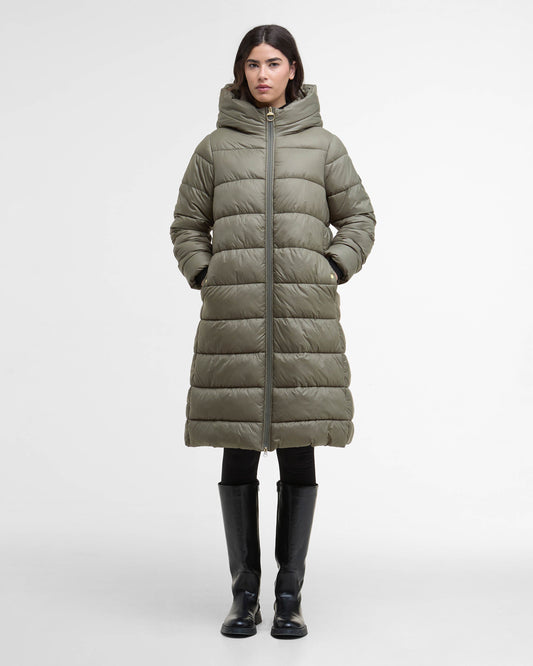 Barbour International Olivios Womens Longline Puffer Jacket - Dusky Khaki