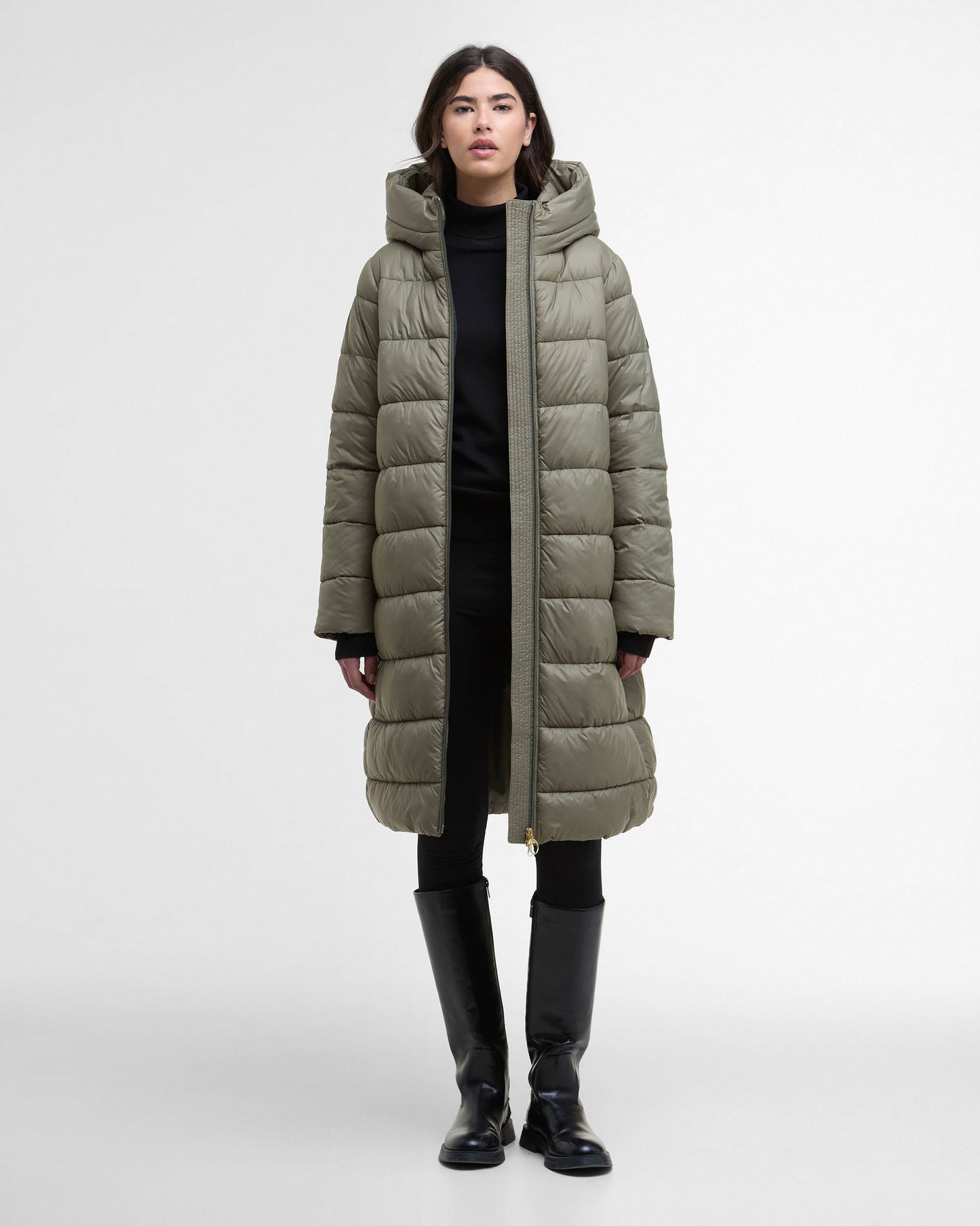 Barbour International Olivios Womens Longline Puffer Jacket - Dusky Khaki