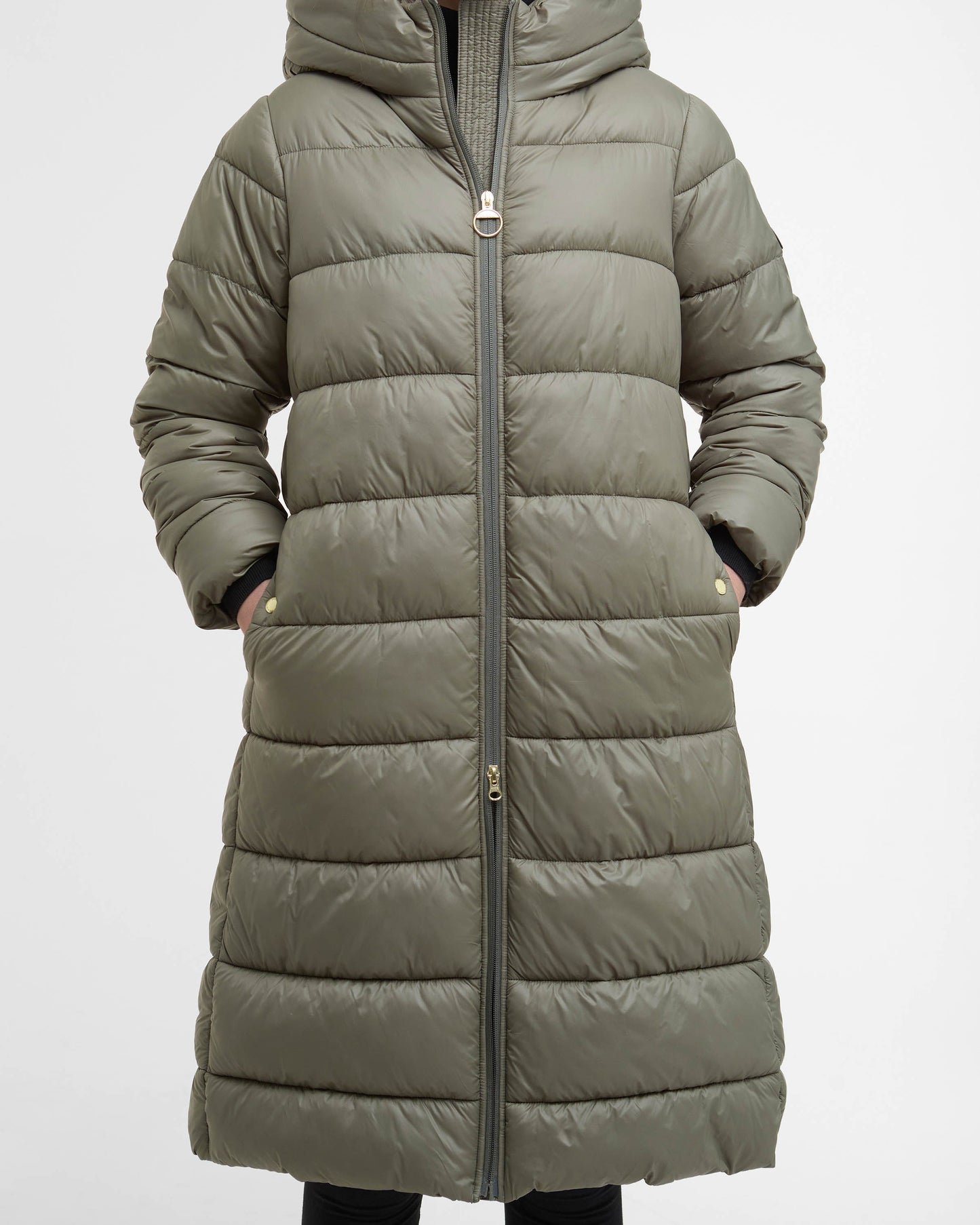 Barbour International Olivios Womens Longline Puffer Jacket - Dusky Khaki