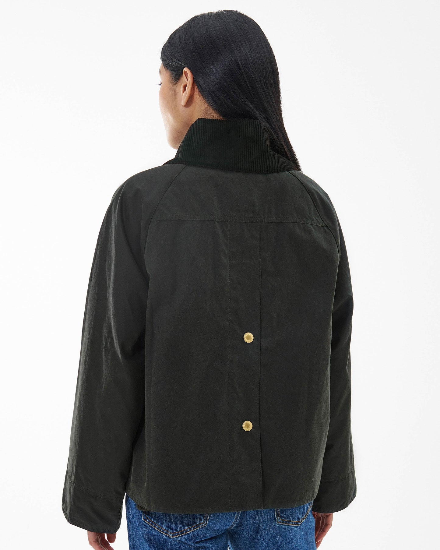 Barbour Catton Womens Wax Jacket - Black/Black/Sage Tartan