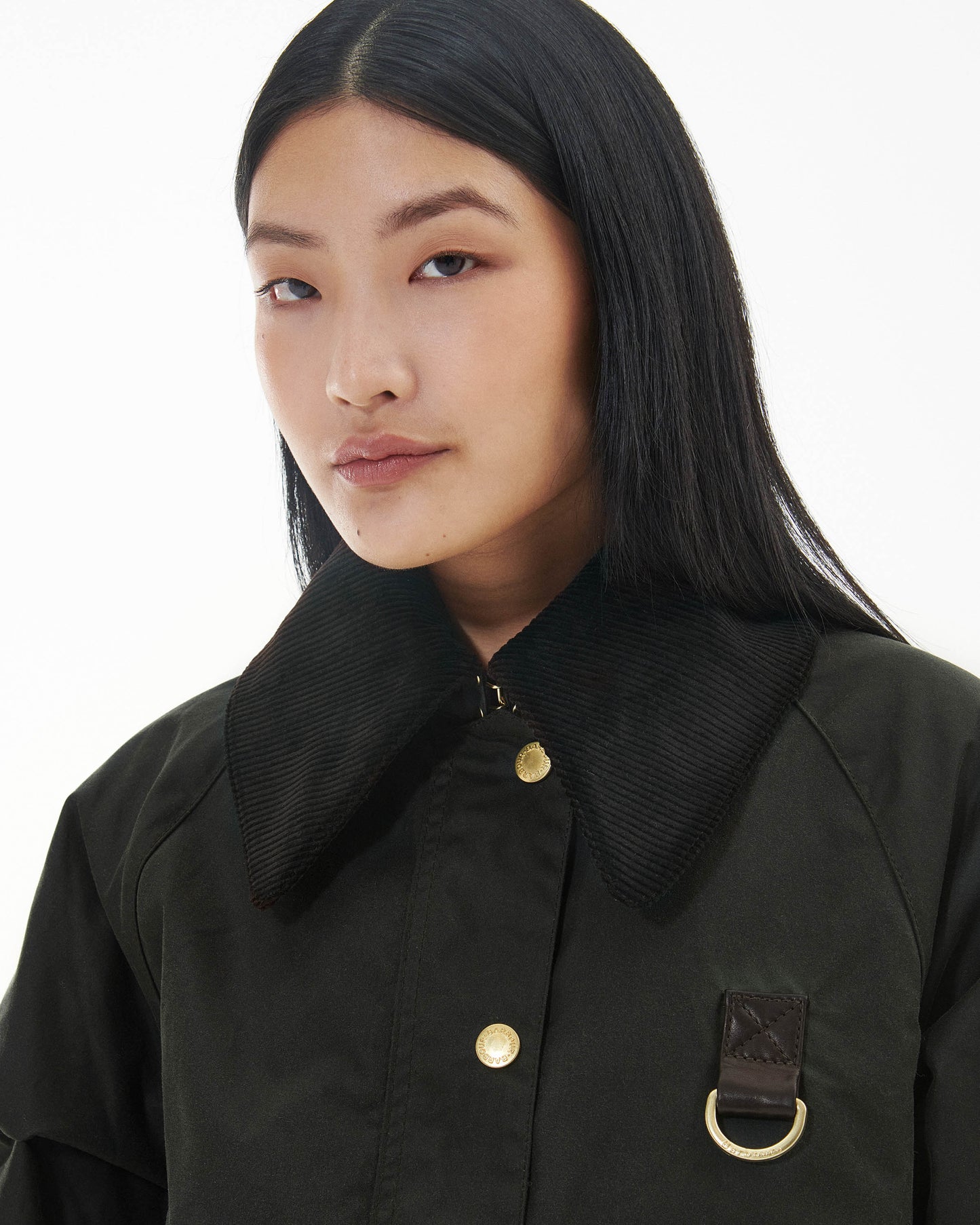 Barbour Catton Womens Wax Jacket - Black/Black/Sage Tartan