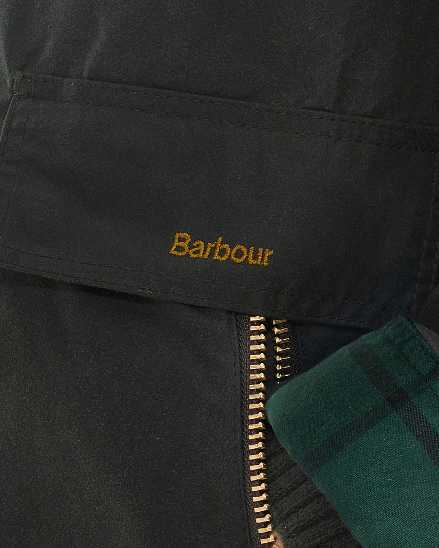 Barbour Catton Womens Wax Jacket - Black/Black/Sage Tartan