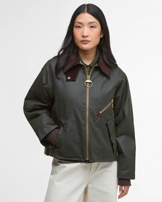 Barbour Arlene Womens Wax Jacket - Fern/Ancient Tartan