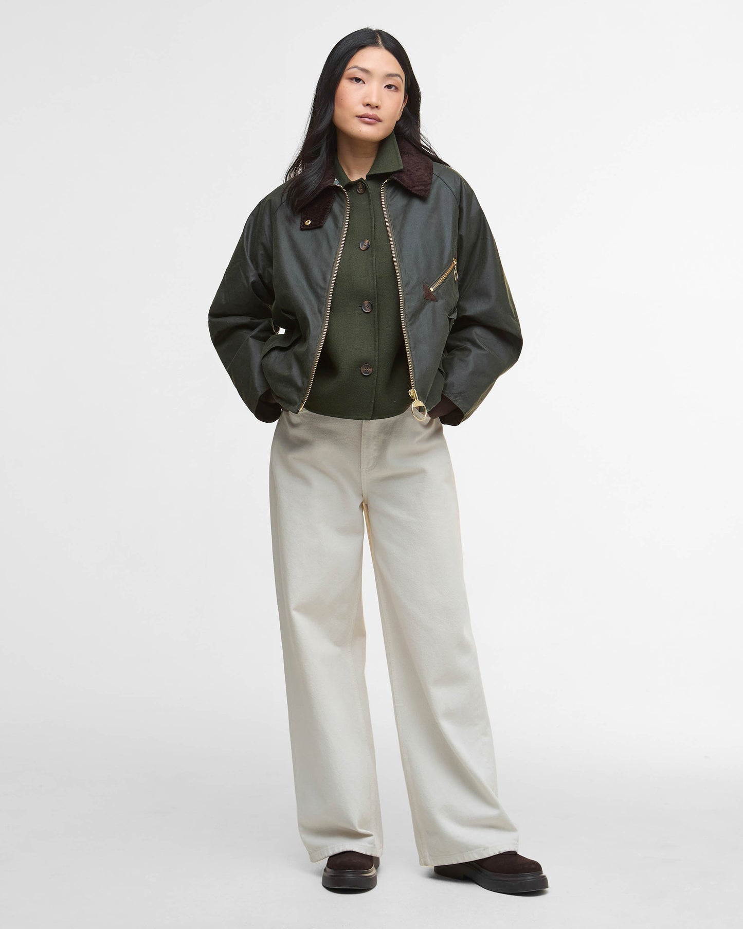 Barbour Arlene Womens Wax Jacket - Fern/Ancient Tartan