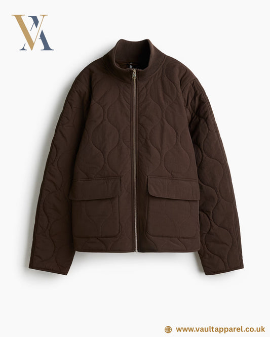 Dark Brown Quilted Utility Jacket